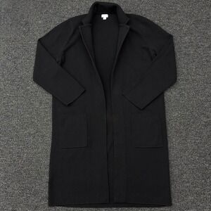 J.Crew Factory Womens XL Black Long Sweater Blazer Open Front Cotton Knit Jacket